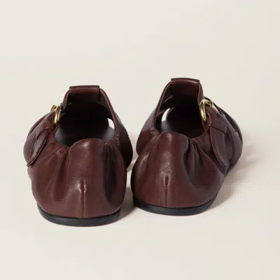 Miu Miu Refined Fisherman Sandals With Ruching And Adjustable Strap In Brown