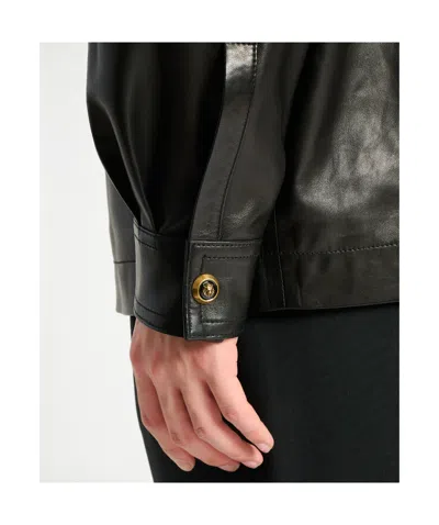 Balmain Leather Overshirt In Black