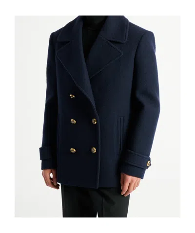 Balmain Double Breasted Coat Notch Lapels Buttons In Blue