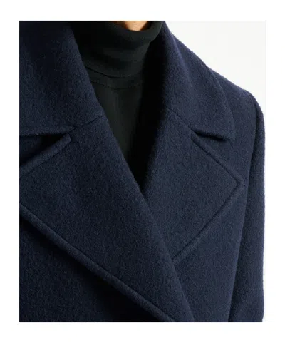 Balmain Double Breasted Coat Notch Lapels Buttons In Blue
