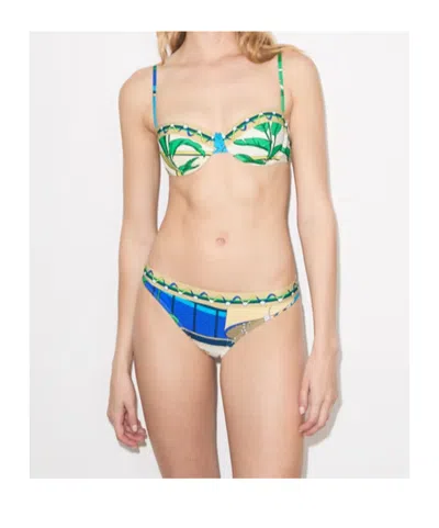 Tory Burch Printed Bikini Top In Black