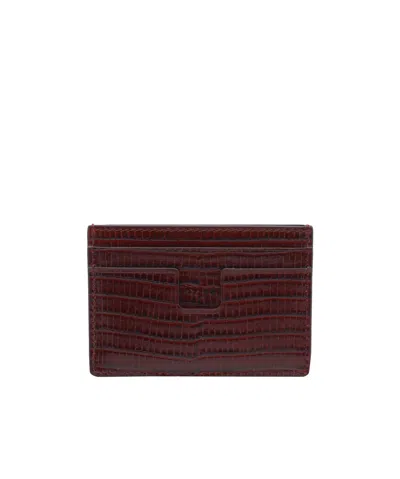 Tom Ford Patterned Card Holder In Brown