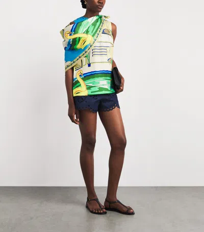 Tory Burch Silk Printed Cape And Top In Multi