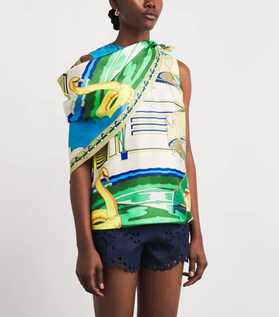 Tory Burch Silk Printed Cape And Top In Multi