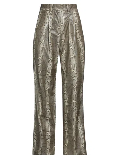 Soulland Snake-pattern Trousers In Brown