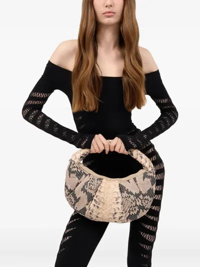 Roberto Cavalli Venezia Python-embossed Tote Bag In Neutral