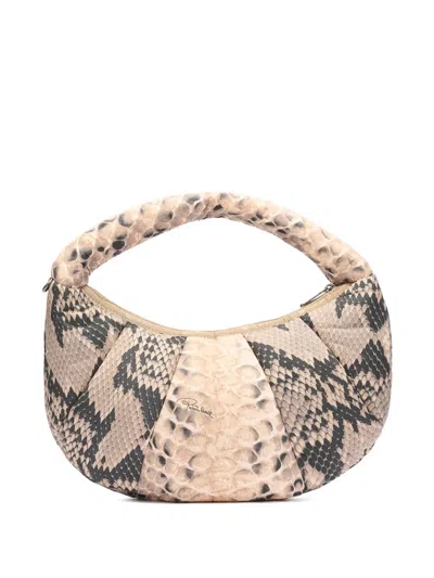 Roberto Cavalli Venezia Python-embossed Tote Bag In Neutral