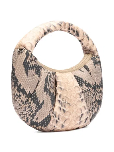 Roberto Cavalli Venezia Python-embossed Tote Bag In Neutral
