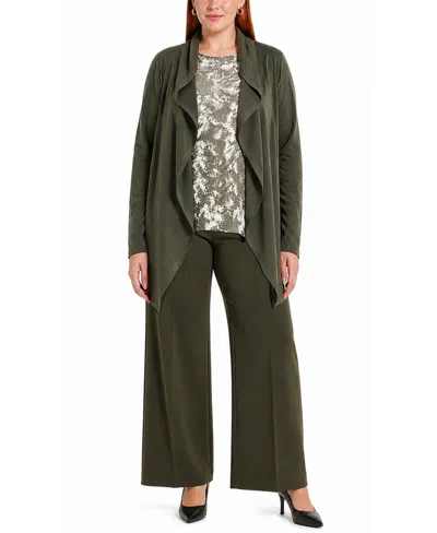 Coin 1804 Plus Size Python Mesh Scoop Neck Top In Green