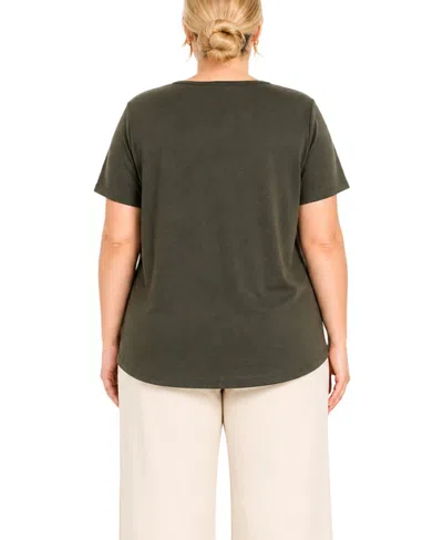 Coin 1804 Plus Size Python Mesh Inset Short-sleeve Top In Green