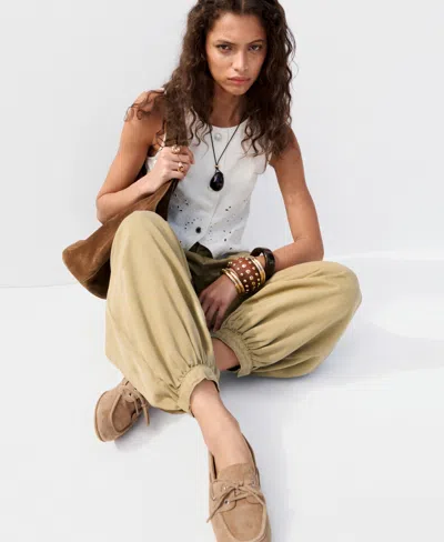 Mango Suede Driving Shoes In Sand