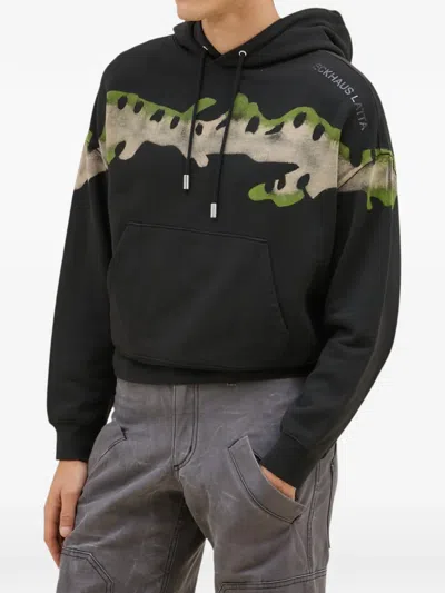 Eckhaus Latta Graphic-print Hoodie In Black
