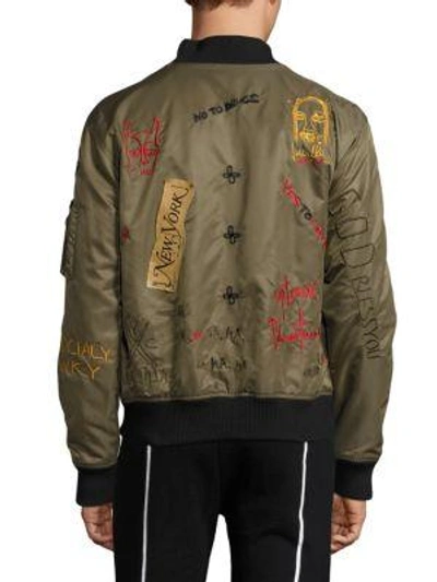 Shop Haculla Embroidered Bomber Jacket In Army Green