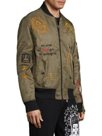 Shop Haculla Embroidered Bomber Jacket In Army Green