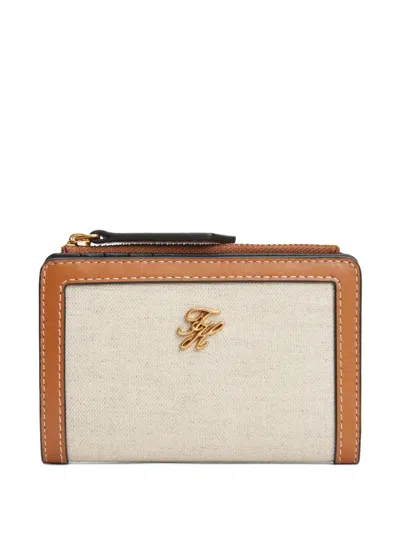 Tommy Hilfiger Script Monogram Canvas Bifold Wallet In Brown