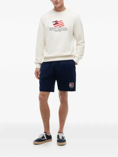 Tommy Hilfiger Rwb Main Flag Terry Crew Sweatshirt In White