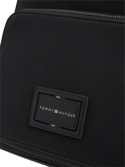 Tommy Hilfiger Hilfiger Logo Textured Backpack In Black