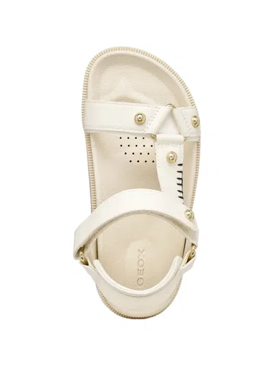Geox Stud-embellished Touch-strap Sandals In Neutral