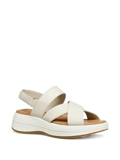 Geox Crossover-strap Touch-strap Sandals In White
