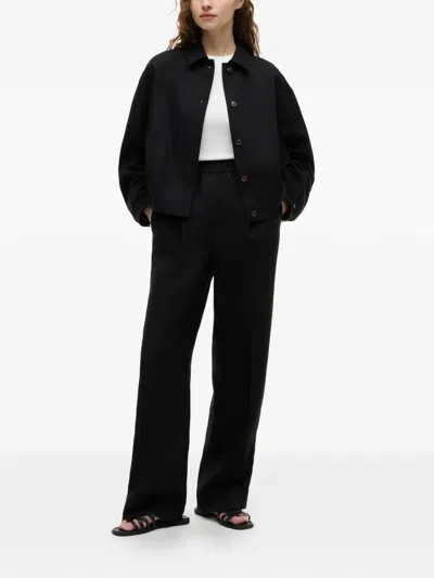 Tommy Hilfiger Elasticated-hem Button-up Jacket In Black