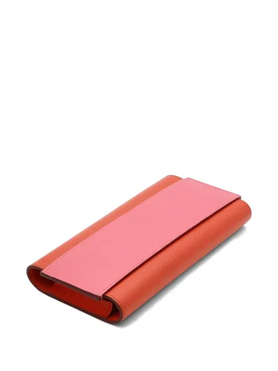 Pre-owned Hermes 2017 Passant Long Wallet In Orange