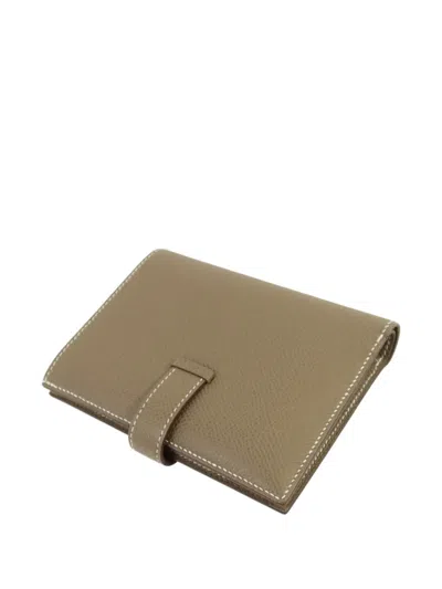 Pre-owned Hermes Bearn Compact Wallet In Neutral