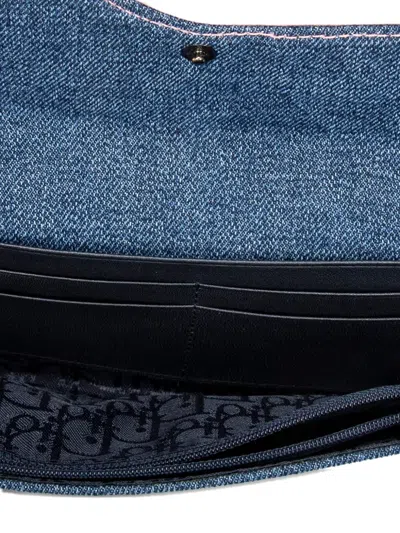 Pre-owned Dior Saddle Long Wallet In Blue