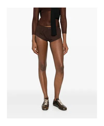 Entire Studios Pixie Buttoned Mini Shorts In Brown