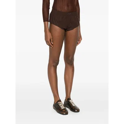 Entire Studios Pixie Buttoned Mini Shorts In Brown