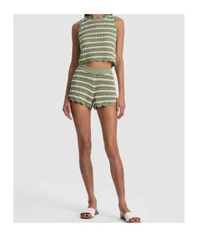 Alice And Olivia Ciara Cropped Pointelle Pullover In Green