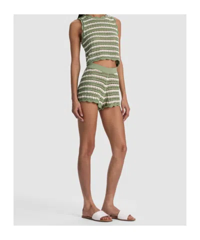 Alice And Olivia Ciara Cropped Pointelle Pullover In Green