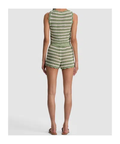Alice And Olivia Ciara Cropped Pointelle Pullover In Green