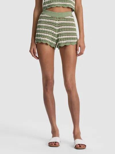 Alice And Olivia Ciara Cropped Pointelle Pullover In Green