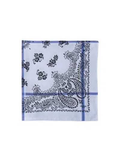 Prada Printed Cotton Scarf 65 In Metallic