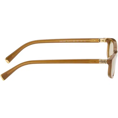 Miu Miu Brown Tortoiseshell Rectangular Sunglasses In Red