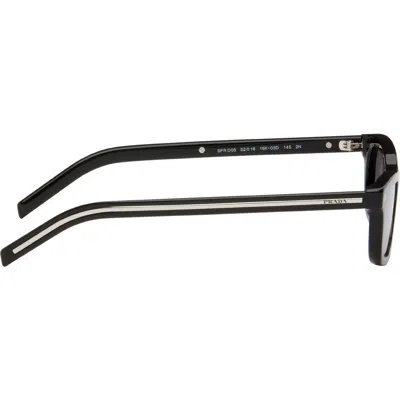 Prada Black Rectangular Sunglasses In Black