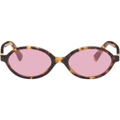 Miu Miu Miumiu 0mu 04zs Miu Regard Vau50d Havana Miele Sunglasses In Brown