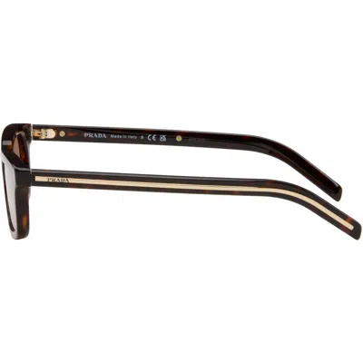 Prada Brown Rectangular Sunglasses In Brown