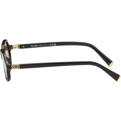 Miu Miu Black Rectangular Sunglasses In Black