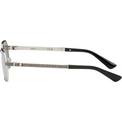 Versace Silver Greca Flow Sunglasses In Silver