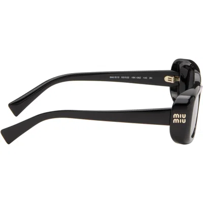 Miu Miu Black Rectangular Sunglasses In Black