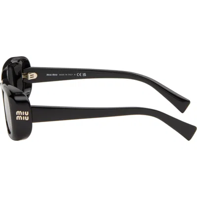 Miu Miu Black Rectangular Sunglasses In Black