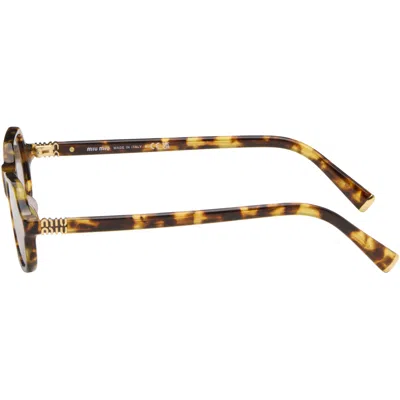 Miu Miu Brown Tortoiseshell Rectangular Sunglasses In Brown