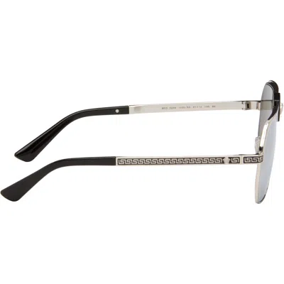 Versace Silver Greca Flow Navigator Sunglasses In Silver