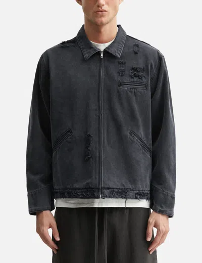 Basketcase Hench Distressed Work Jacket In Black