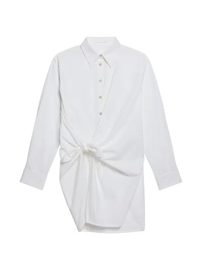 Helmut Lang Knotted Cotton Shirtdress In Multi
