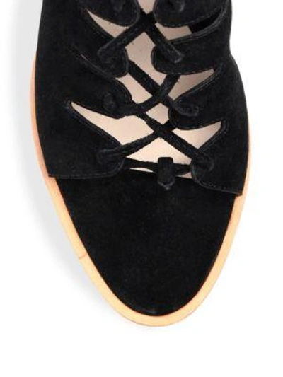 Shop Loeffler Randall Helene Lace-up Split Suede Sandals In Black