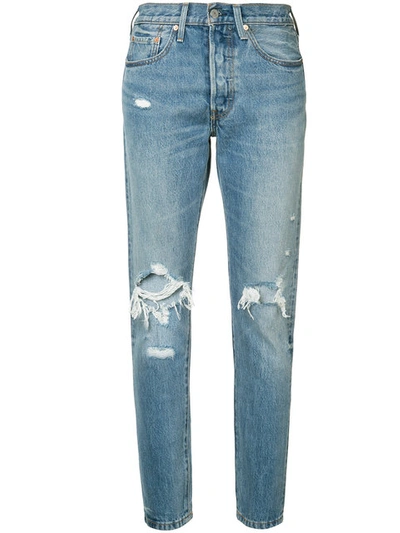 Shop Levi's Distressed High In Blue
