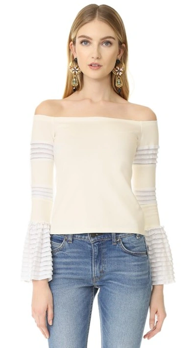 Alexis Gryffin Off-the-shoulder Bell Sleeve Top In White