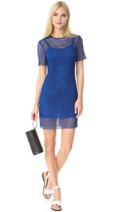 Shop Diane Von Furstenberg Chain Lace Dress In French Blue